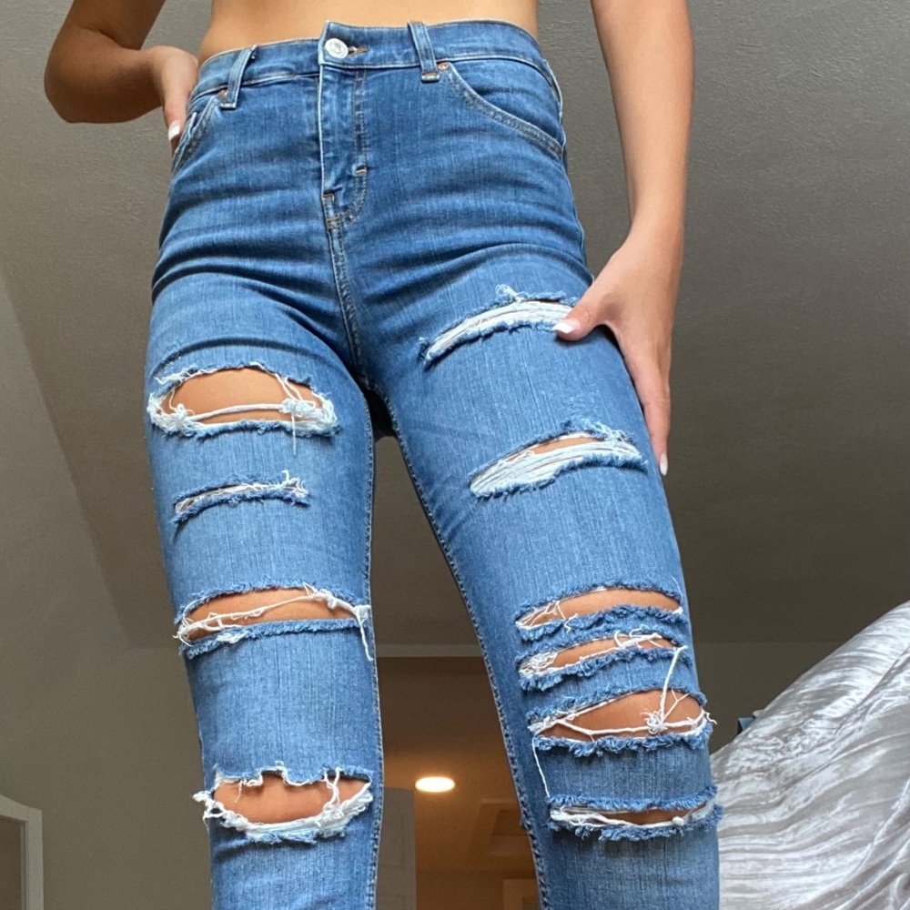 Topshop Moto Ripped Blue Jean